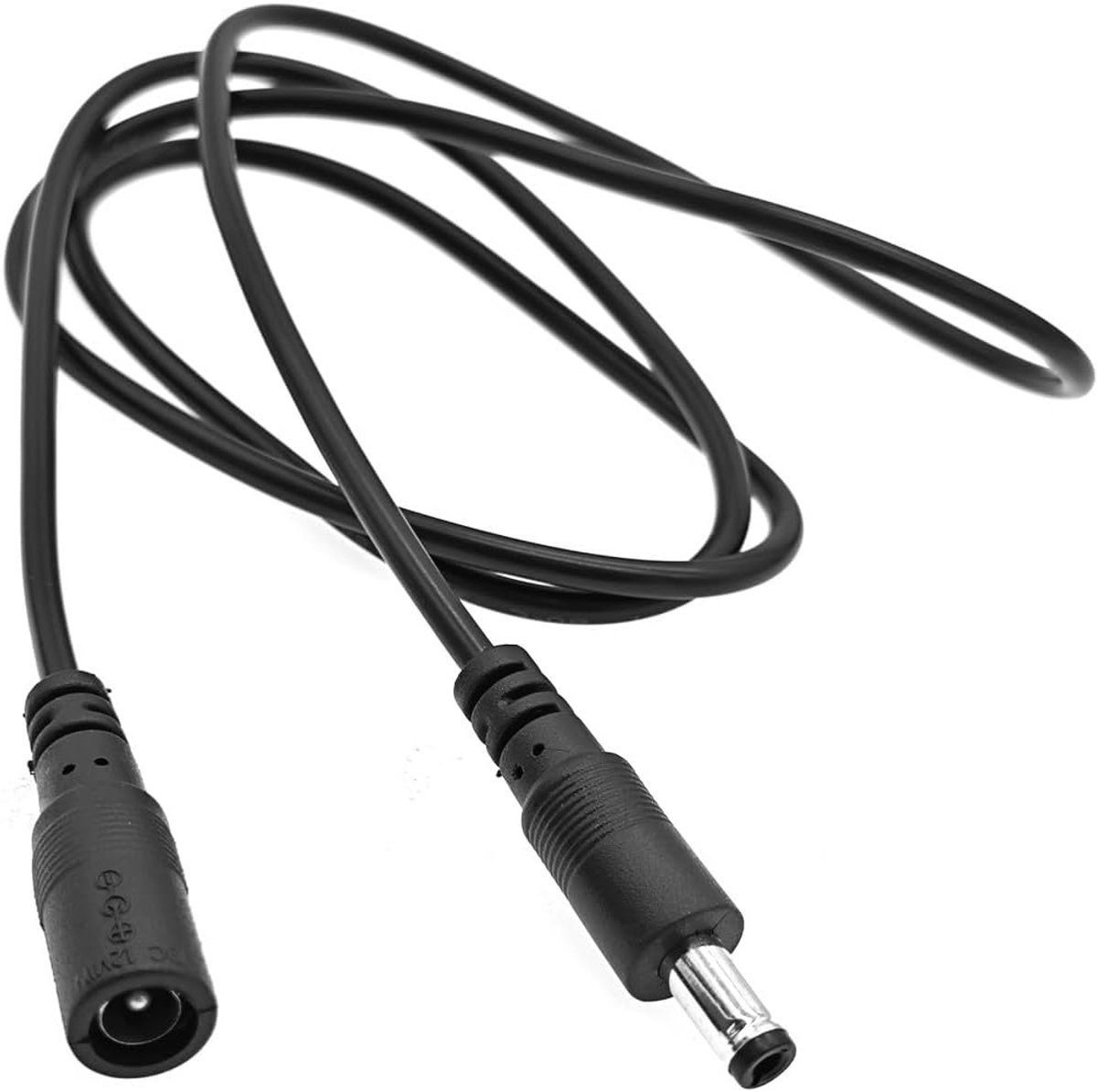 1M DC-verlengkabel met 5,5 x 2,1 mm stekker, DC 5V 6V 9V 12V 24V voedingsadapterkabel, 2,1 mm x 5,5 mm female-to-male voedingskabel voor LED-strip, CCTV-camera, router, IP-camera, Zwart