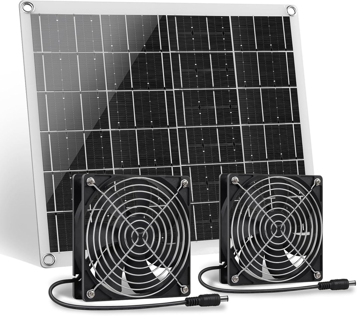 Dubbele Zonneventilator - IP67 Waterdicht - 15W Zonnepaneel - 3000 RPM - Voor Kippenhokken en Tuinhuisjes