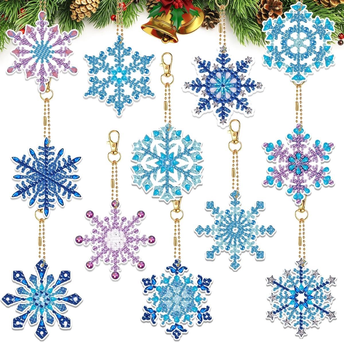 5D Diamant Schilderen Kersthangertjes voor Kinderen, 12 Stuks, Dubbelzijdige DIY Sneeuwvlokken, Creatieve Kerstdecoratie en Cadeau Set