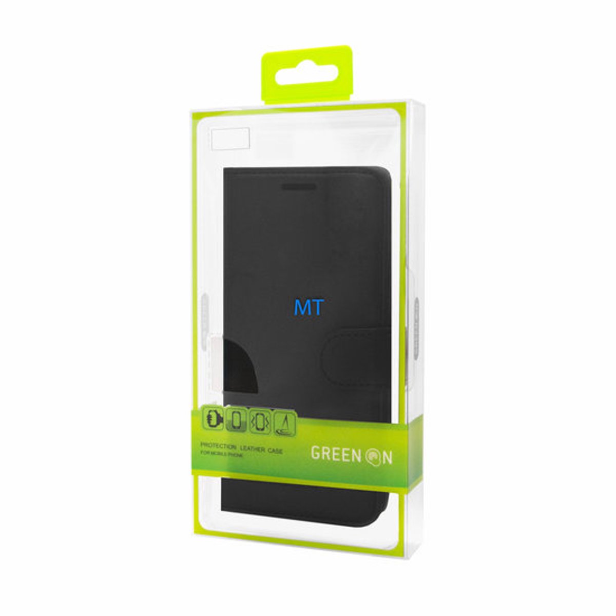 GREEN ON Protection Leather Bookcase Galaxy A21s - Zwart