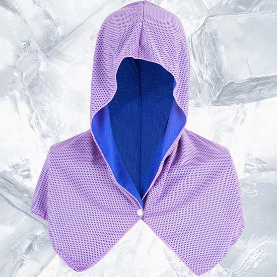 Cooling Hoodie Handdoek - Zonwerende Nekhoes - Directe Koeling - Geïntegreerde Capuchon - 61 x 40 cm - Paars — afbeelding 2