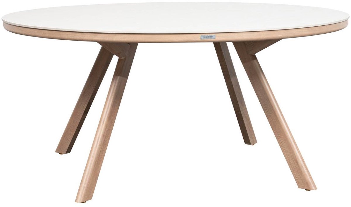 Ronde tuintafel voor 8 personen van gesinterde steen NELORA