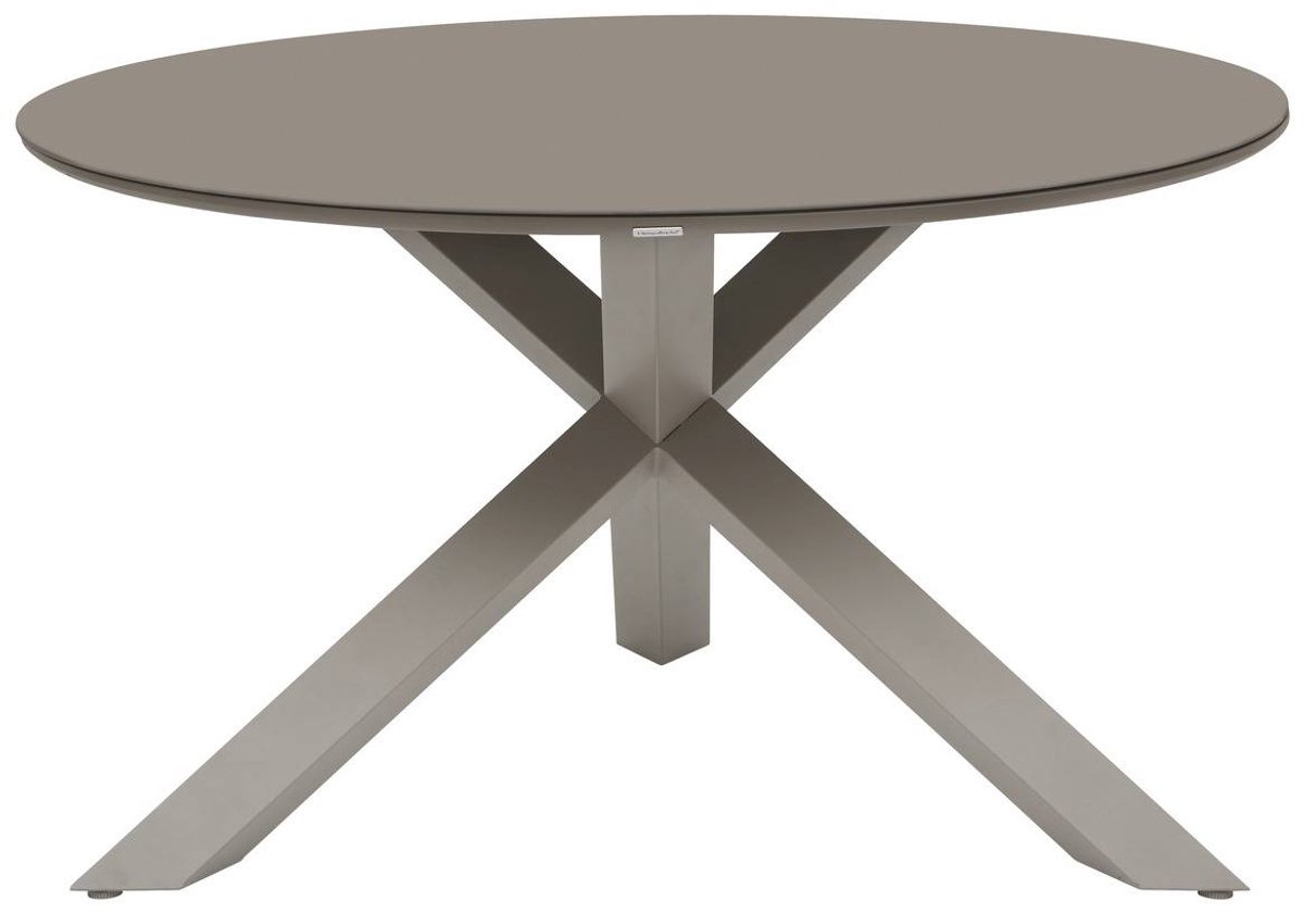 Ronde tuintafel voor 6 personen van gehard glas ORYON