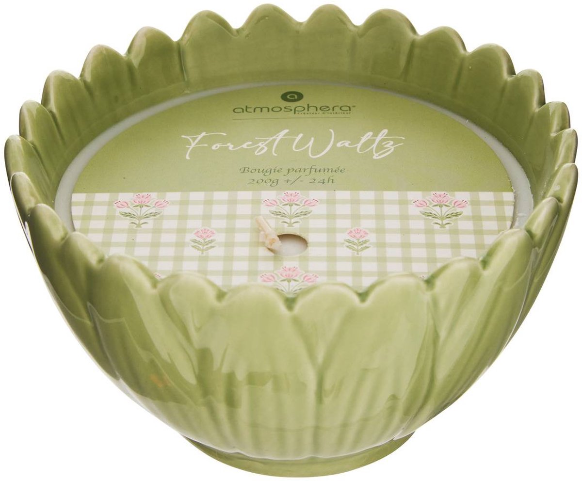 Geurkaars met 2 lonten in keramische pot FLEUR DE ROSE
