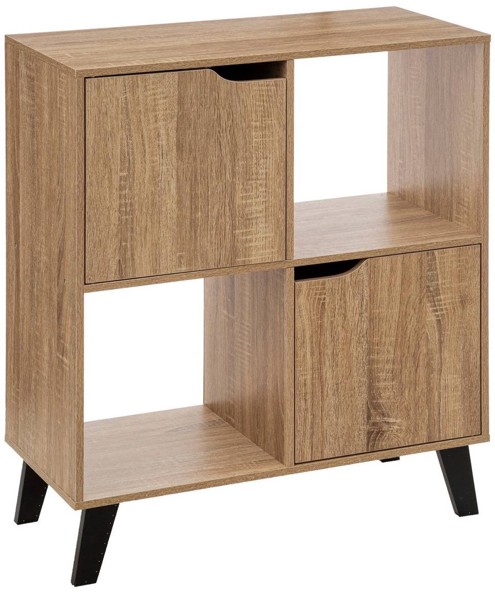 Boekenkast met 4 vakken en houten deur MIX'N FEET