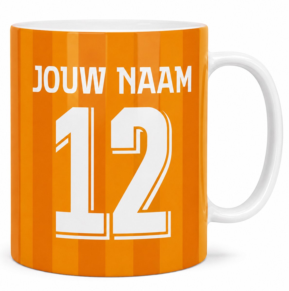 Voetbalmok Power Collection – Kleur Oranje – Gepersonaliseerde Mok met Naam en Rugnummer – Voetbal Mok – 325 ml