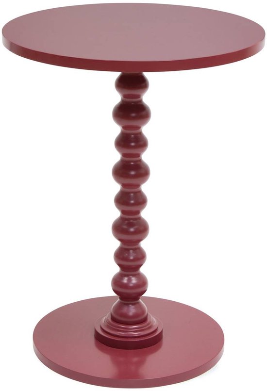 Table d'appoint ronde rouge avec pied à perles.