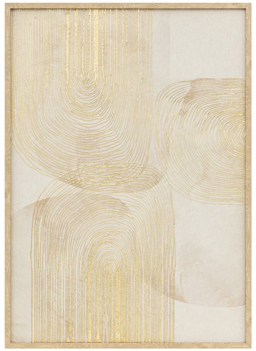 Ingelijst canvasdoek met abstracte afbeelding in goud ELIN