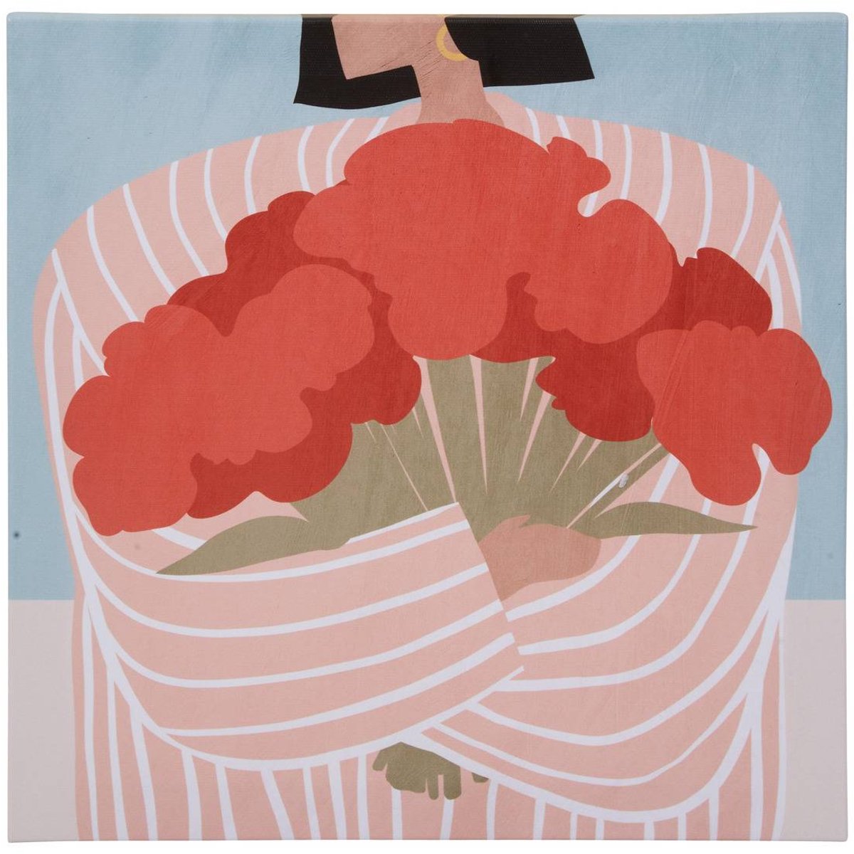 Canvasdoek met vrouwelijke illustratie 28x28 cm FRANY