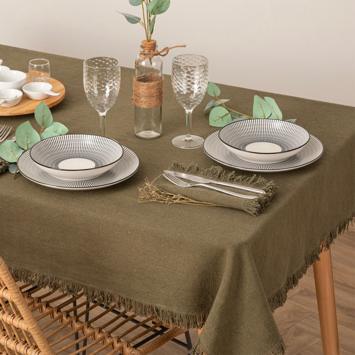 Atmosphera Maha tafelkleed - Katoen - 250 x 150 cm - Khaki