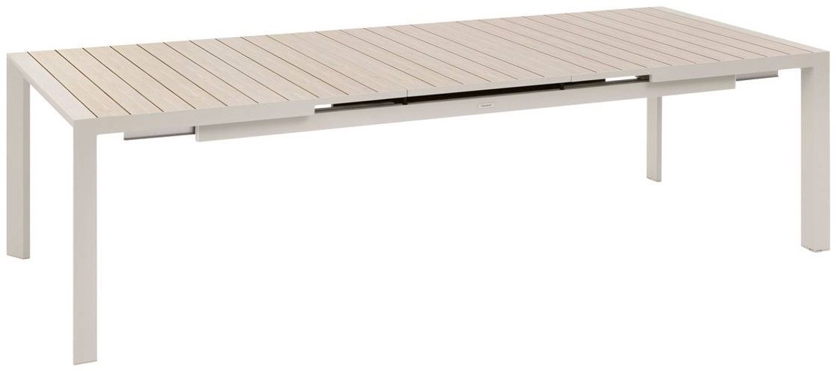 Uitschuifbare tuintafel voor 10 personen van aluminium met houteffect ÉVASION