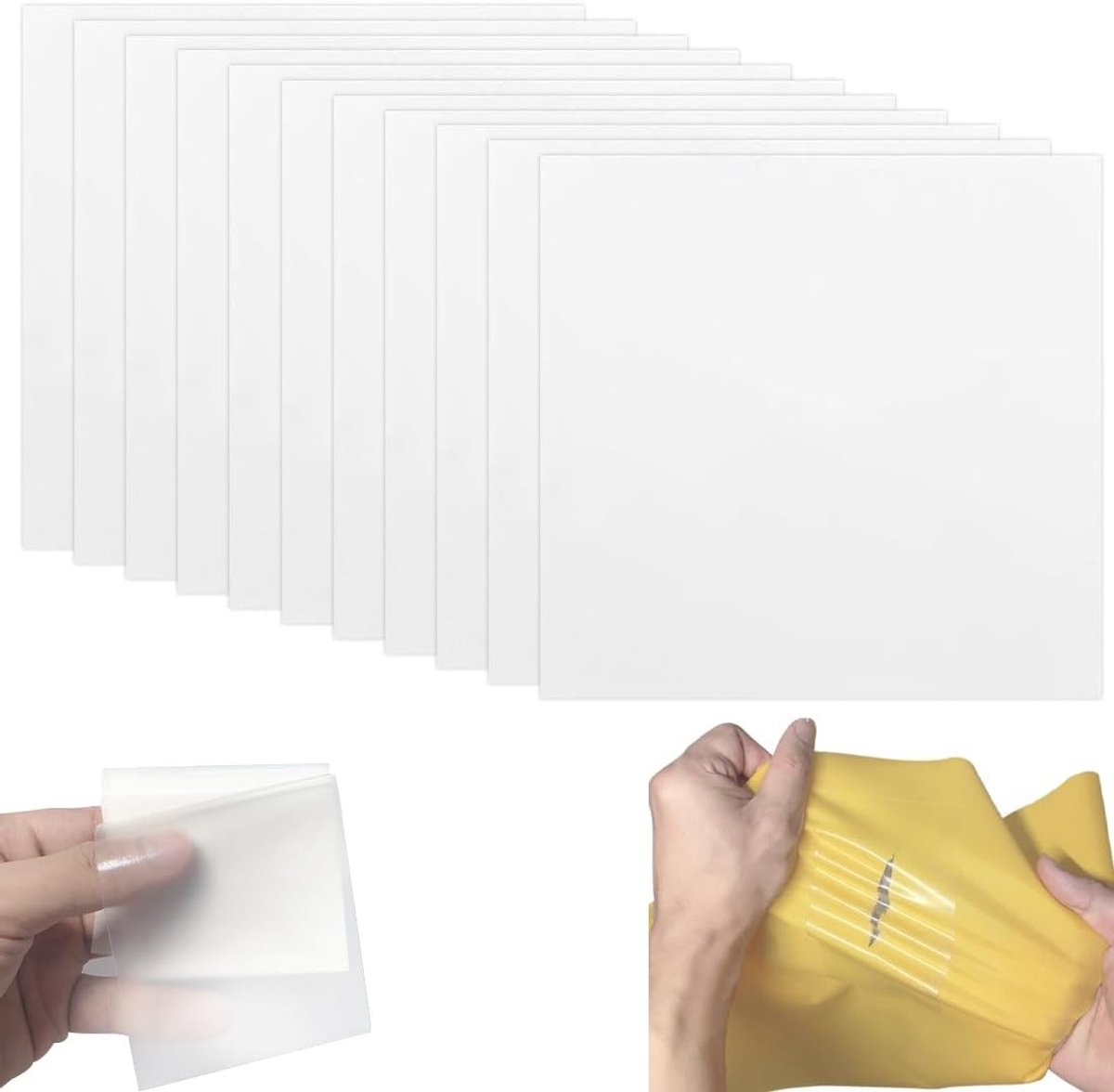 SnelShoppen - Pack van 10 Zelfklevende Reparatie Patches voor Zwembaden, 7x7 cm, Transparant Waterdicht TPU voor Opblaasbare Zwembaden, PVC, Tuin en W