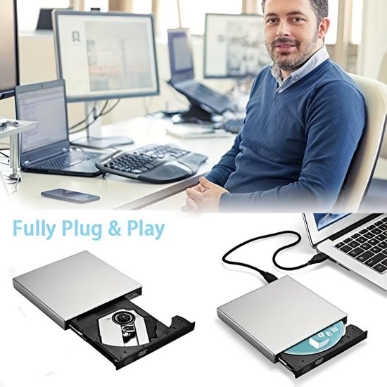Externe DVD Speler - CD Brander - Bestanden Archiveren - Plug and Play - Draagbaar - Zwart — afbeelding 5