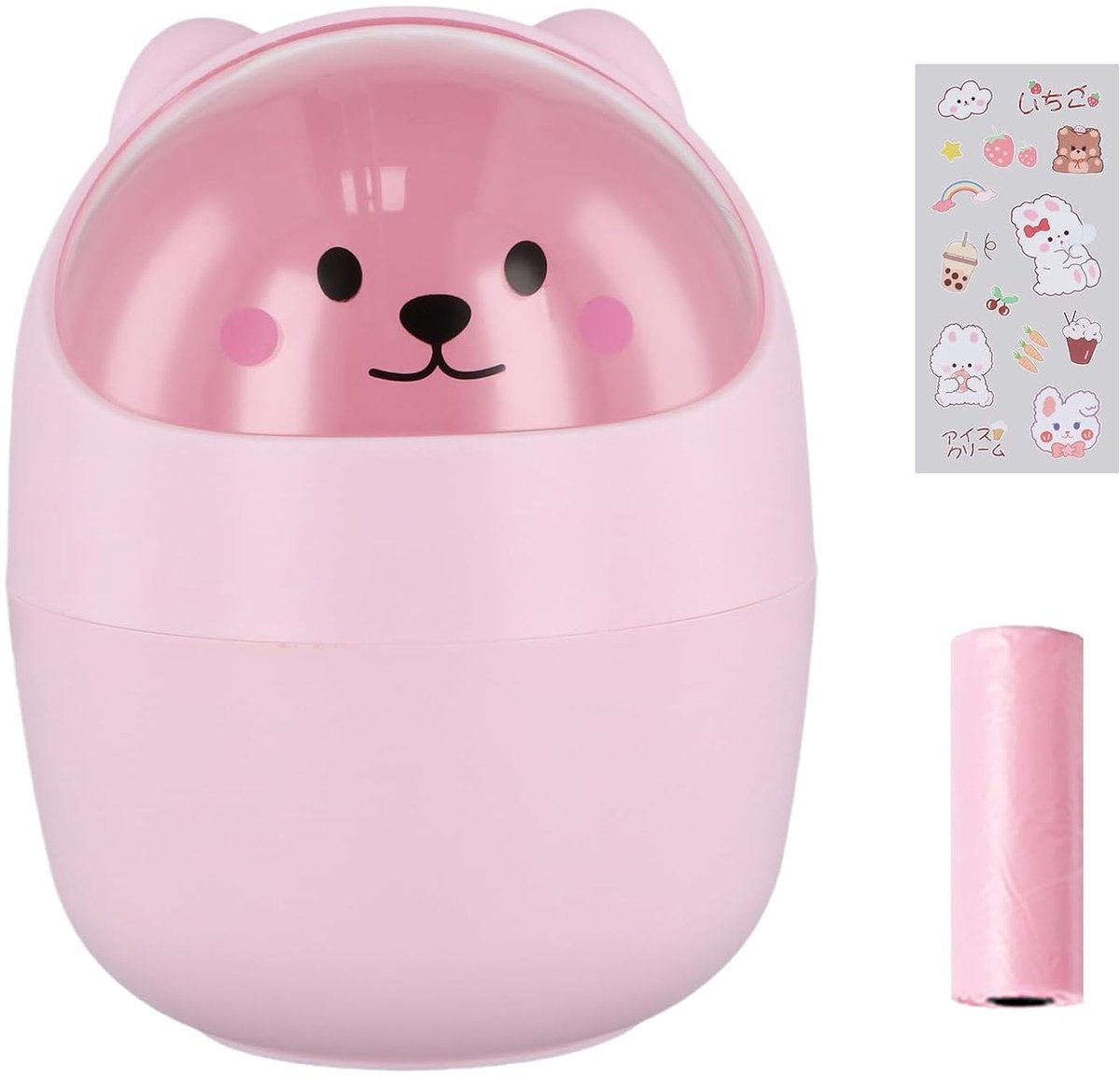 Mini bureau prullenbak met deksel - schattig design - kunststof - vrolijk op kantoor - ShopVlot