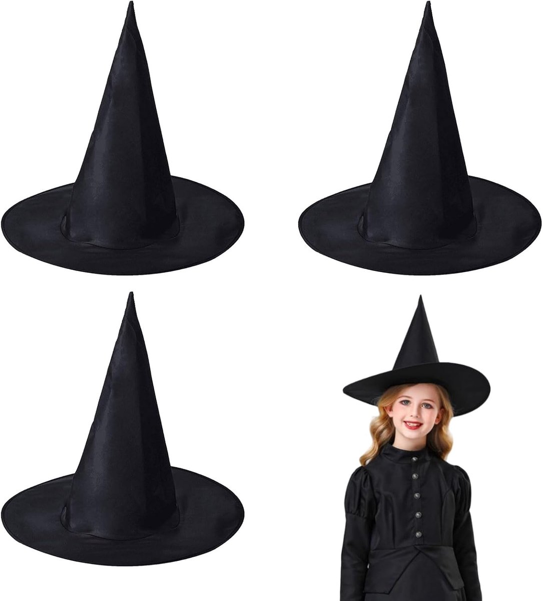 3 stuks zwarte heksenhoed Halloween heksenhoed heksenhoed kinderen speciaal feest Halloween familiebijeenkomst verjaardag accessoires voor volwassenen