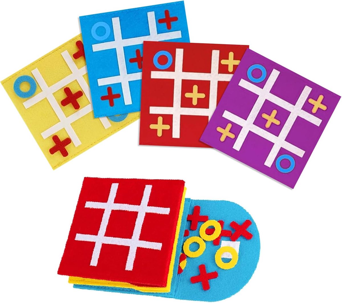 Tac Toe Spel, 12 stuks vilten Tic Tac Mini, nuttig cadeautje voor kinderverjaardag, kleurrijk Tic Tac Town spel, educatief speelgoed, geschikt voor verjaardag, kinderdag, thuis, school, feest