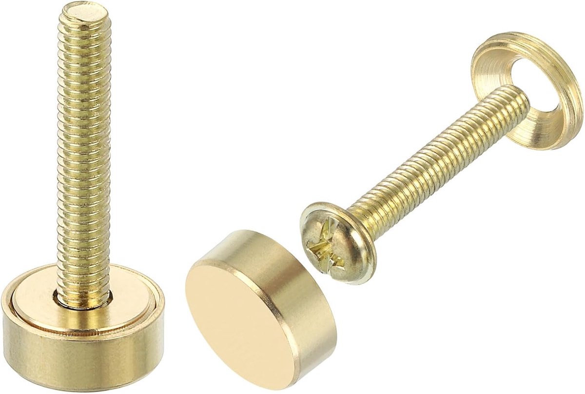 8 stuks messing decoratieve schroeven met doppen, 12 mm spiegelschroeven, kap, afdekking, spijkers, bevestigingselementen voor decoratieve spiegels, meubels, goud