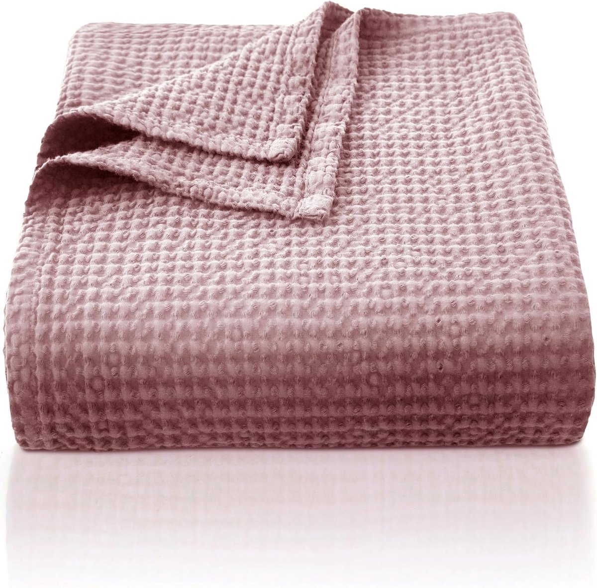 100% katoenen deken 270x230 cm, zachte en ademende sprei, wafelpatroon lichte deken als bankdeken, zachte knuffelige woondeken woonkamer, sofabank Loran Violet