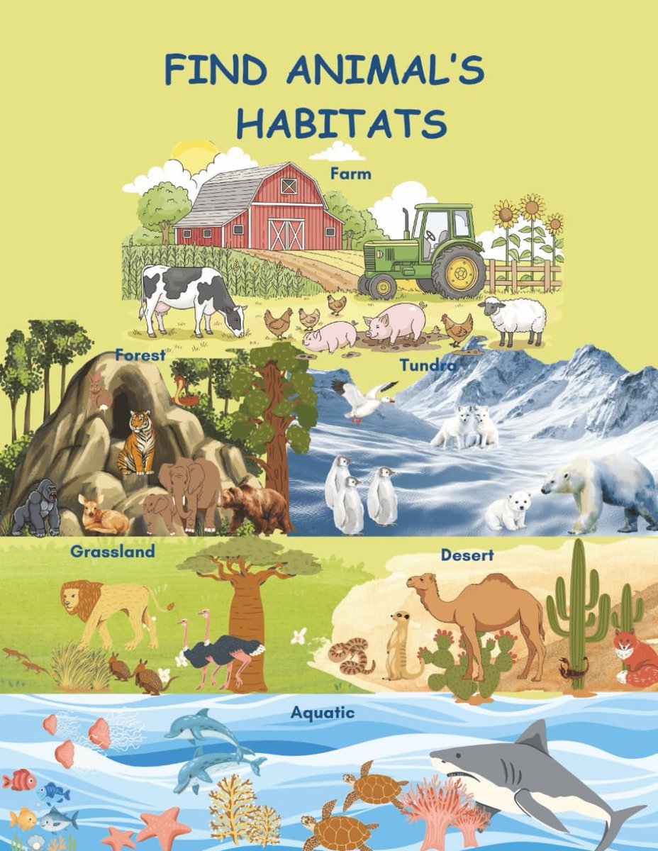animal’s habitats.: Science oriented book with 60 activity pages for kids ages 4 to 8 for learning, drawing and coloring.