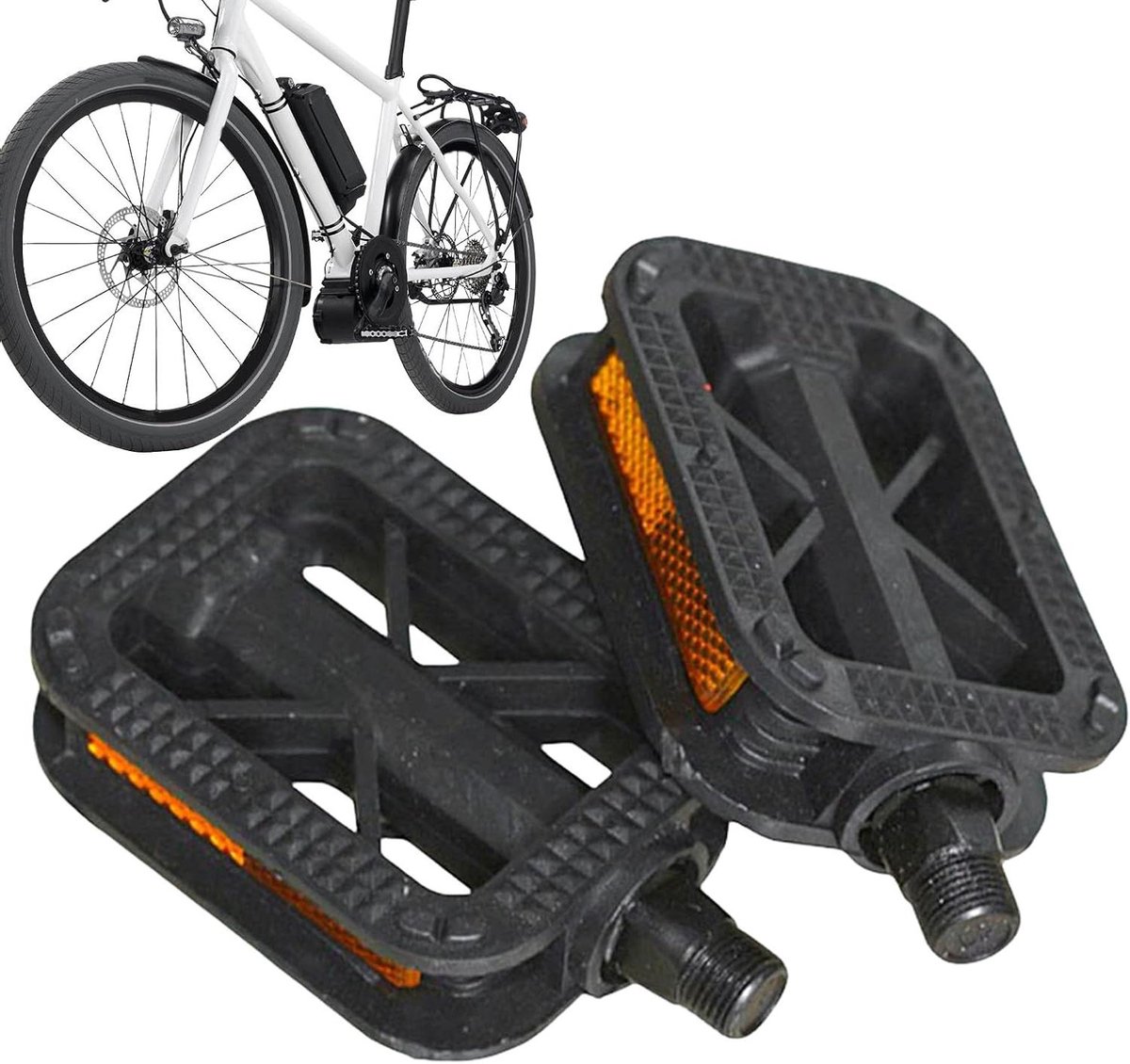 Fietsplatform Pedalen - Platte Pedalen Mountainbike - Veilig Fietsen - Verbeterde Zichtbaarheid Reflectoren - 10.9 x 10.7 x 5.9 cm