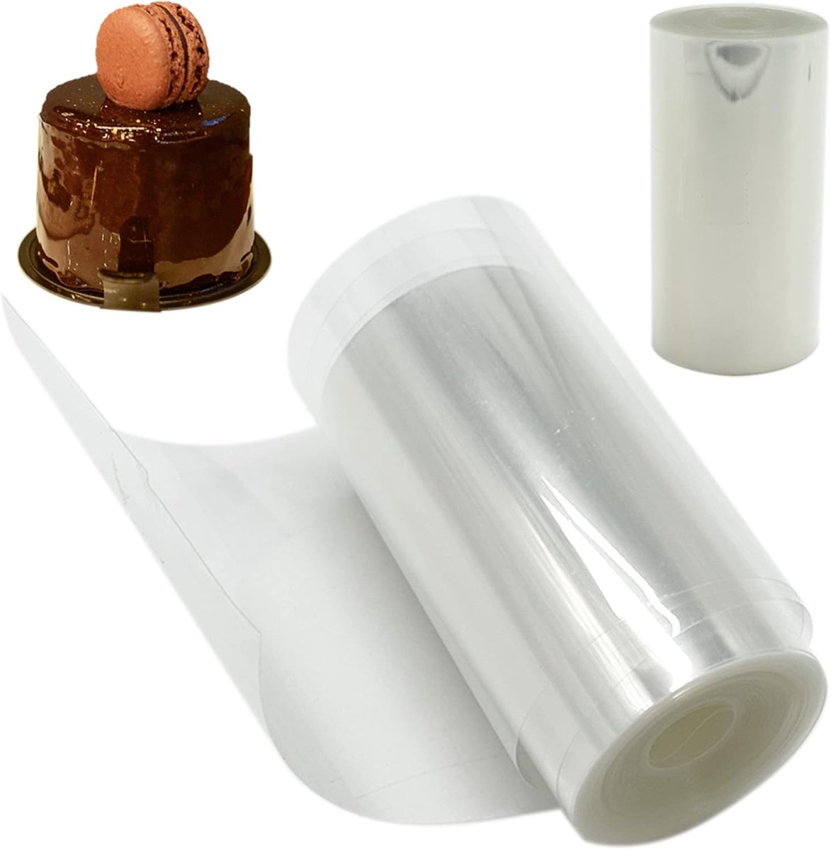 Taarthalsbanden, 8x10m Transparante Acetaat Roll, Mousse Vellen en Acetaat Strips voor Decoratie, DIY Bakken en Chocolademousse (8cm Breed)