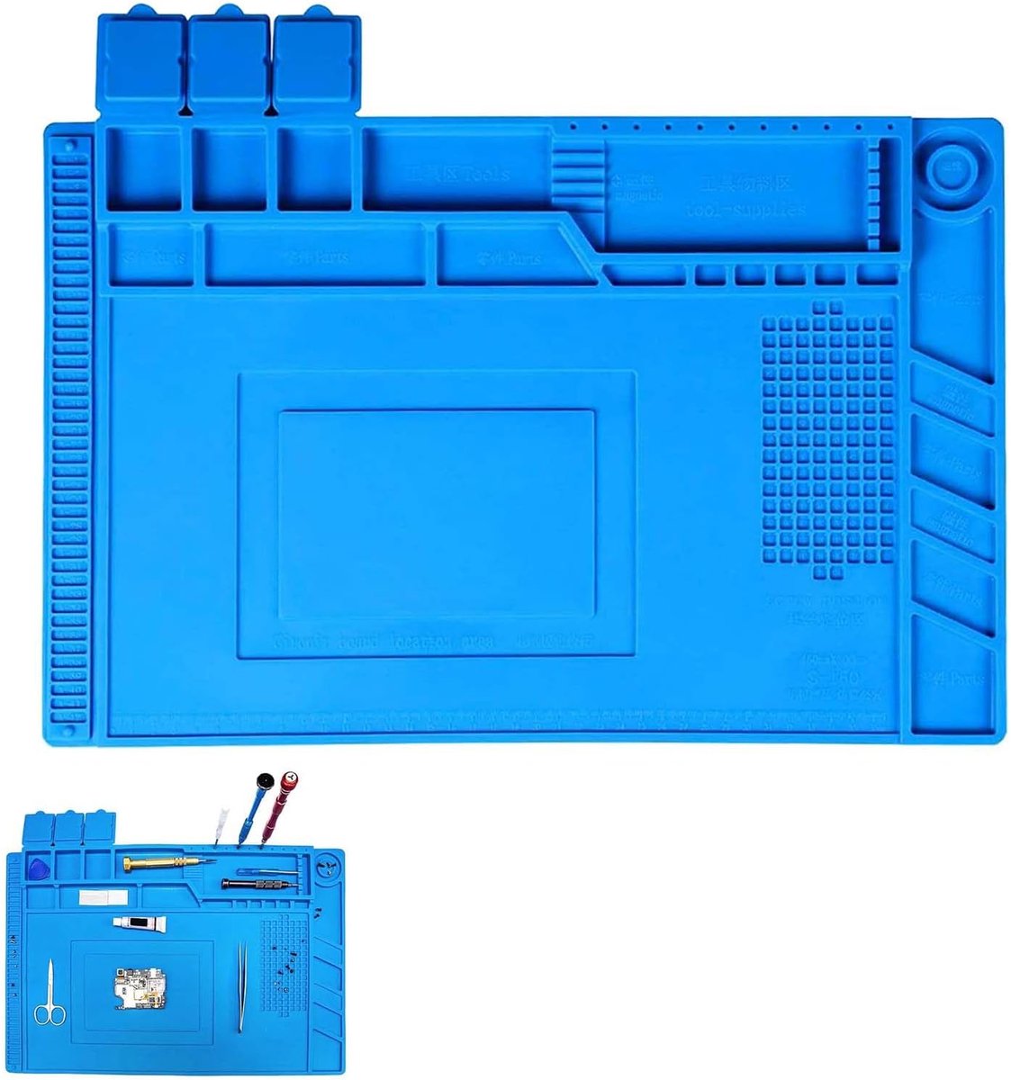 soldeermat, 500℃ hittebestendige reparatiemat, 45 x 30 cm magnetische siliconen werkonderlage, met schaal, Soldering Mat, voor het solderen, repareren van elektronische onderdelen
