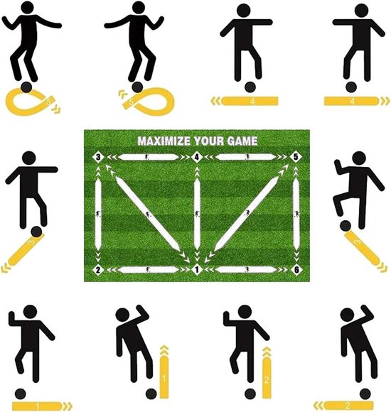 Voetbal Trainingsmat - Dribbel Mat - Balcontrole Verbeteren - Antislip Onderkant - 60 x 90 cm - Zwart — afbeelding 4