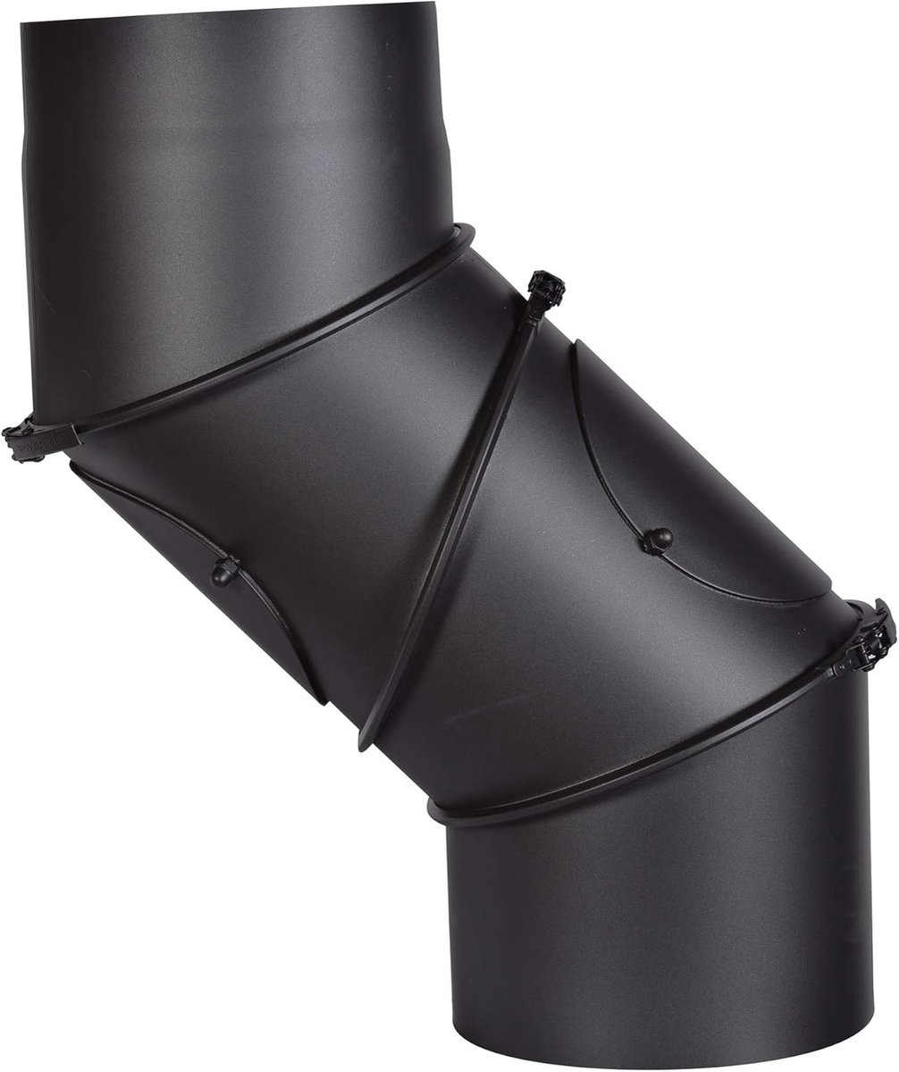 SnelShoppen - Universele rookafvoer pijp 180 mm diameter van 2 mm staal, verstelbaar van 0-90 graden met twee reinigingsdeuren, ideaal voor kachels en