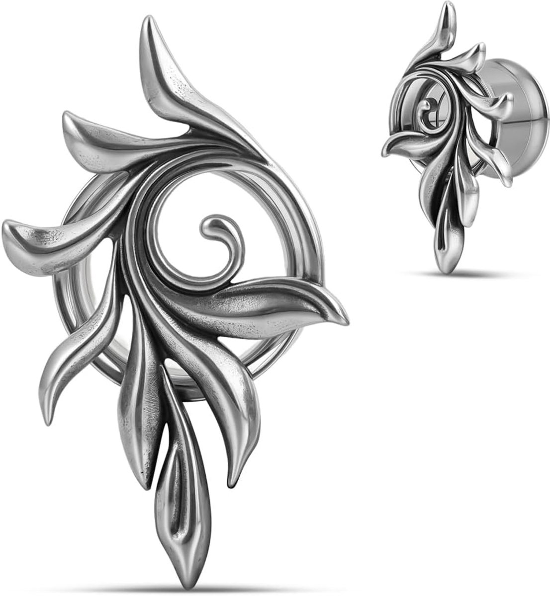 Schroef terug tainless stalen oortunnel en plug meters voor oorbellen, veren element ontwerp piercing expander brancards.