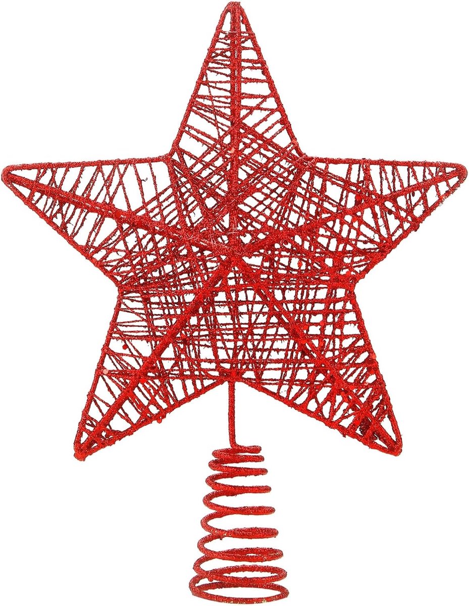 Boomtop - Kerstboomtopper en dennenboom-opzetter - Ideale top voor de kerstboom tijdens Kerstmis Kerstboomtop (Rood, 1x)