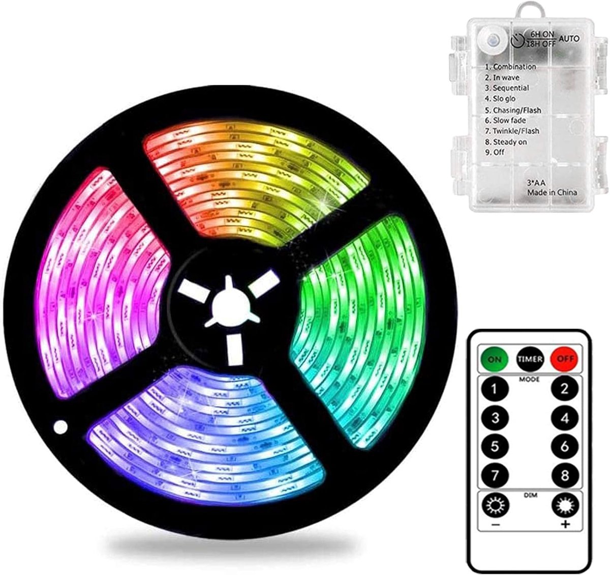 CCILAND 3M Batterij Aangedreven LED Strip Lights met Afstandsbediening 8 Modes Timer - ShopVlot