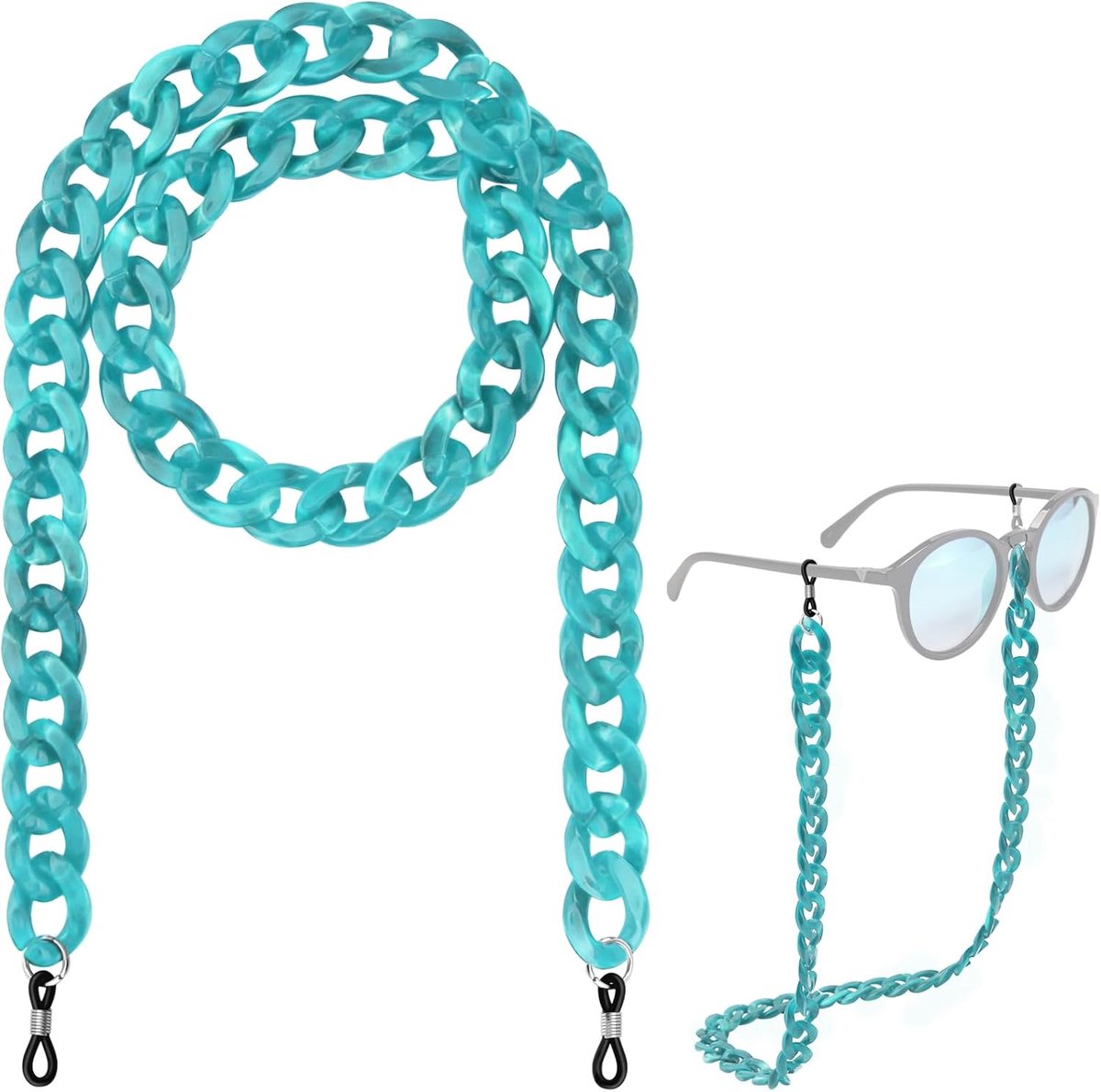 Brilketting, stijlvol acryl brillenkoord, zonnebrillaag, brillenriem, brillenketting voor dames, heren (marineblauw)