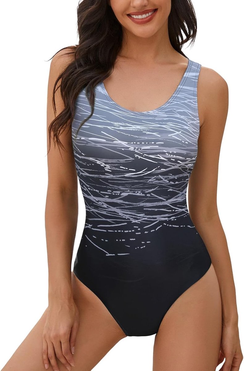 heekpek Eendelig badpak voor dames, buikweg, vrouw, badmode, sportvest, gradiënt, badpak, slimfit, strandmode, rugvrij, push-up badpak, gevoerd zwempak