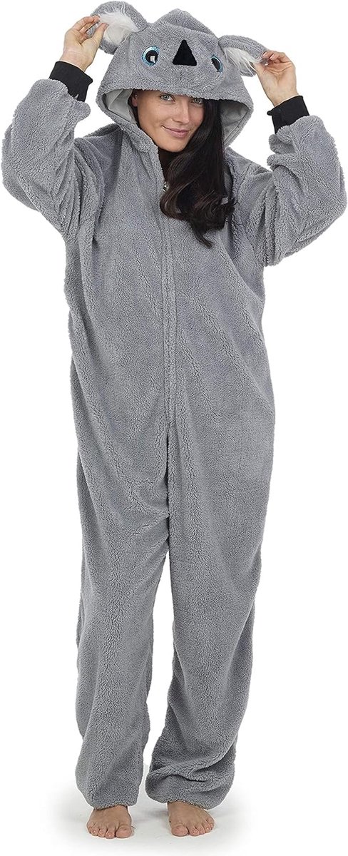 Behaaglijke Fleece Jumpsuit Dames - Eendelige Pyjama Onesie Maat S-XL