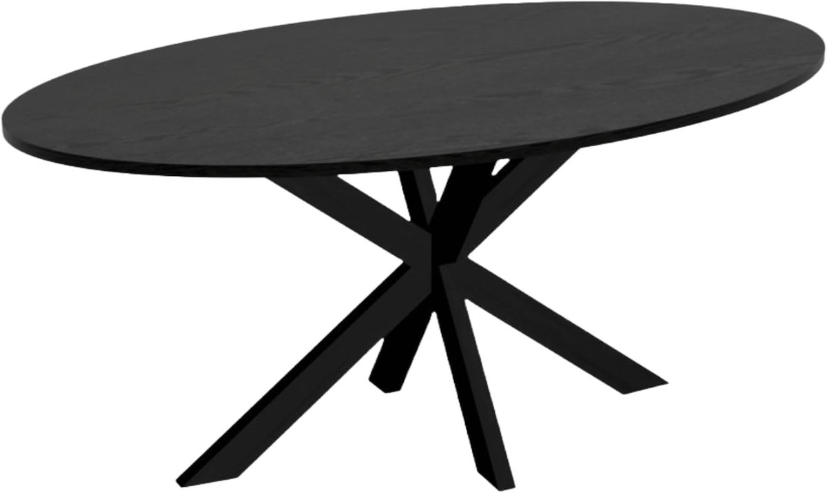 Eettafel ovaal 180cm Rato zwart ovale tafel MDF eetkamertafel