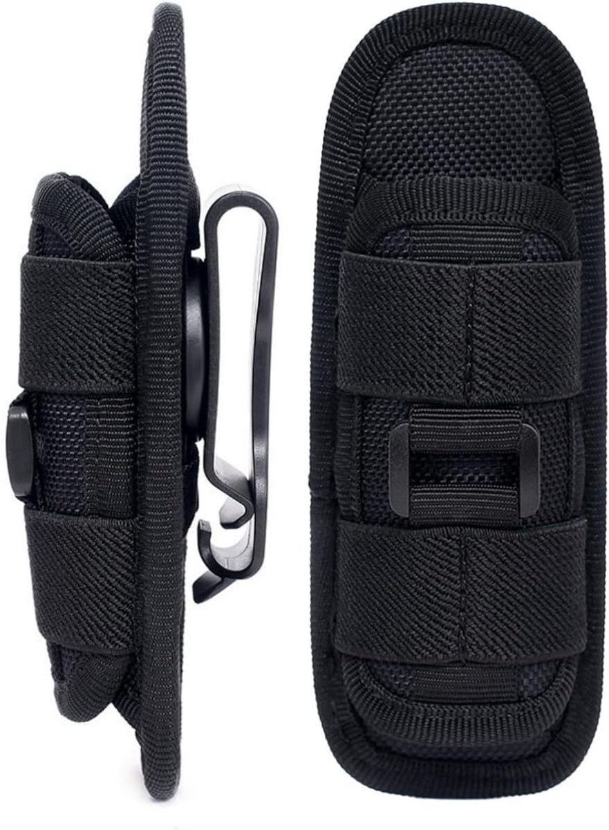 360 graden draaibare zaklamphouder, houder voor zaklamp, zachte Molle-hoes voor LED-zaklamp, nylon, cover, hoes, tas voor tactische zaklamp, voor wandelen en kamperen