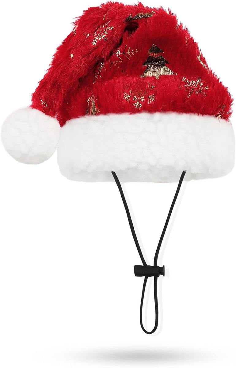 Hond Kerstmuts - Verstellbare Huisdier Kostuum voor Kerst Xmas Geschenken voor Middelgrote en Grote Honden (Large)
