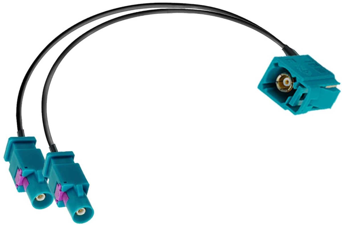 Fakra Z Splitterkabel Fakra Z Vrouwelijk naar Dubbele Mannelijke RF Coaxkabel 3 Weg Splitter Y-Type RG174 30CM/12In voor 2G 3G 4G Antennes Routers DVB-T DVB-T2 HDTV Ontvangers
