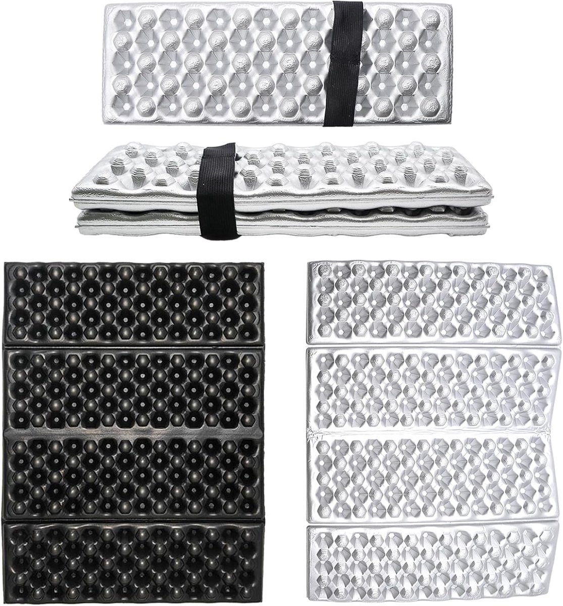 IXPE Zitkussens, 2 stuks, opvouwbaar, thermo-zitkussen, waterdicht, draagbaar, voor tuin, wandelen, picknick, camping en vrije tijd (zwart)