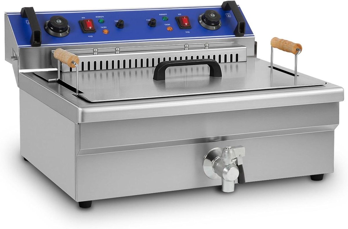 Professionele Elektrische Friteuse - Friteuse met Koude Zone - Grote Porties Frituren - Koude Zone Principe - 25 Liter - Zilver