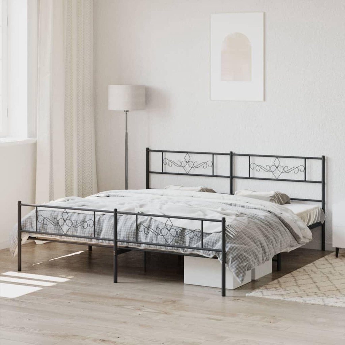 Metalen Bedframe - Bed met Lattenbodem - Slaapkamer Inrichten - Robuuste Stalen Constructie - 180 x 200 cm - Zwart