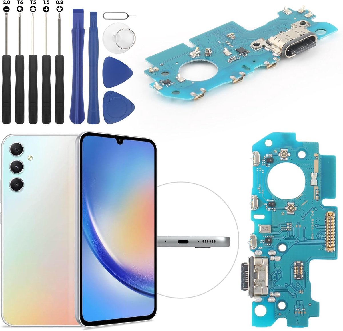 Oplaadaansluiting compatibel met Samsung Galaxy A34 5G A346B USB dock-connector voor Samsung Galaxy A13 4G A137F flexibele kabel oplaadpoort oplaadpoort vervanging