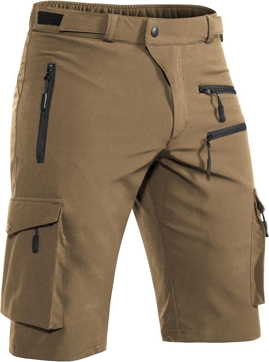 Korte Broek Heren, Zomer Lichtgewicht Sneldrogend met 5 Zakken Cargo Bermuda Wandelbroek Sport Chino Trekking Outdoor MTB Broek Heren Kort Ademend Stretch