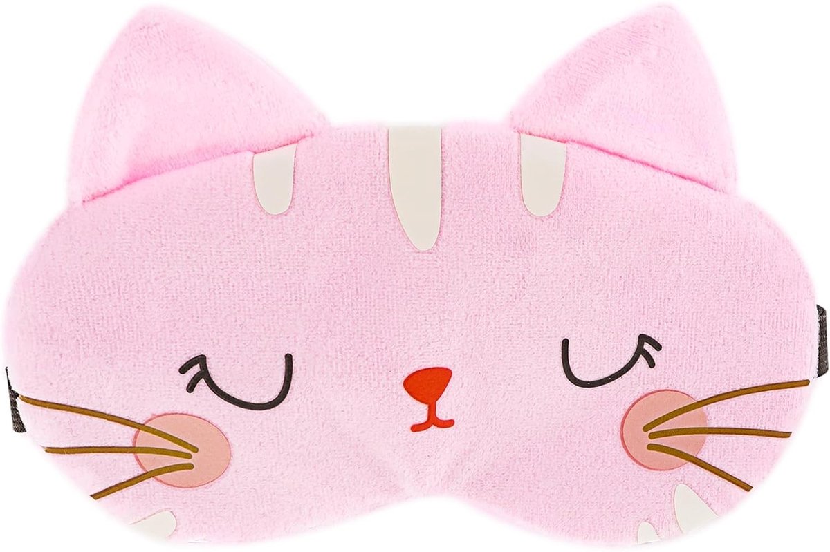 Pluche Slaapmasker Kat - Zacht & Comfortabel Oogmasker - Voor Slapen, Reizen & Kinderen - Roze