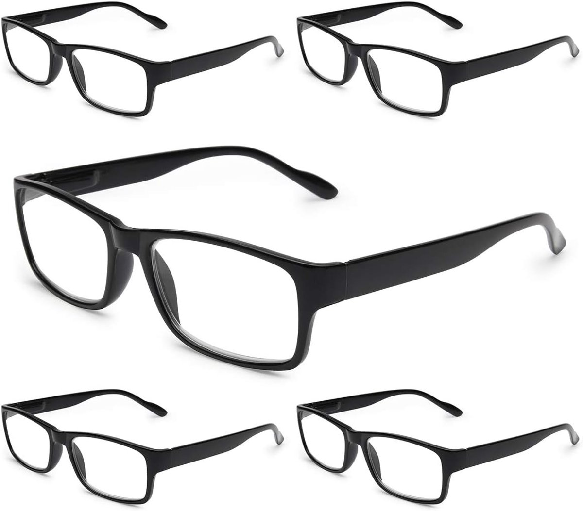 5-Pack Reading Glasses Blue Light Blocking,Spring Hinge Readers for Women Men Anti Glare Filter Lightweight Eyeglasses (5-pack Light Black, 0.75)