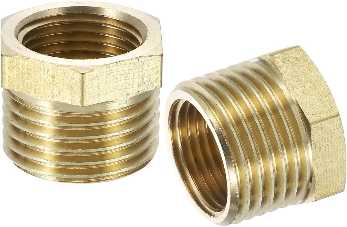 4 stuks G1/2 mannelijk x G3/8 vrouwelijk messing verloopstuk zeskant schroefdraad buisfitting, messing schroefdraad buisfitting adapter voor water, gas, oliepijpsystemen