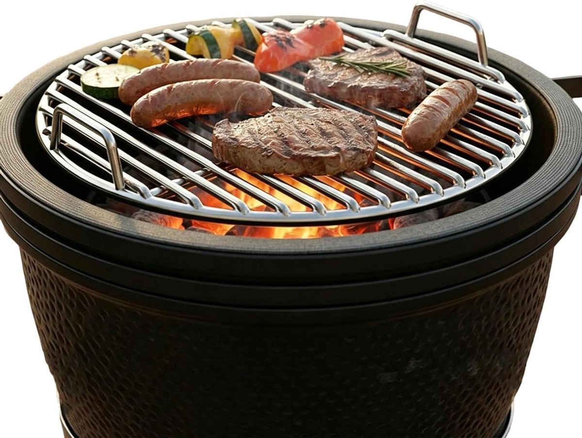 Ovenrooster Grillrooster - Rond Rooster BBQ - Buiten Koken - Roestvrij Staal - 45 cm - Zilver