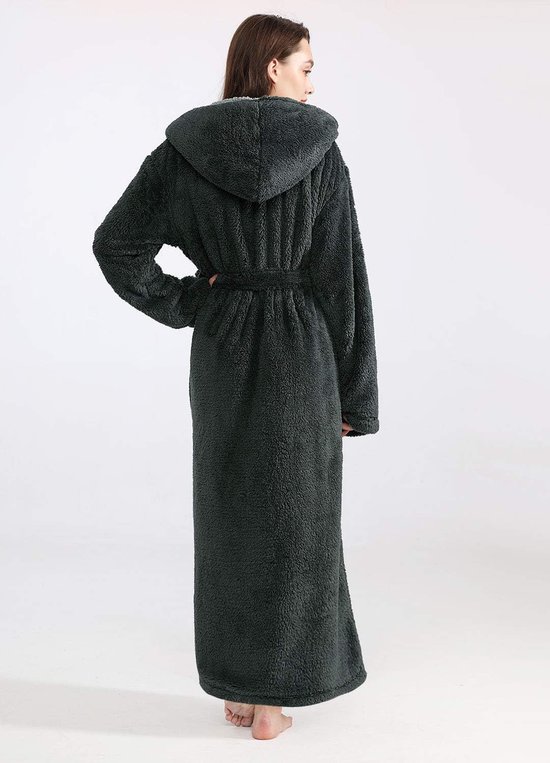 Badjas Dames Kamerjas Zacht en Super Pluizig, Dames Lange Koraal Fleece Winter Warm Badjas — afbeelding 2