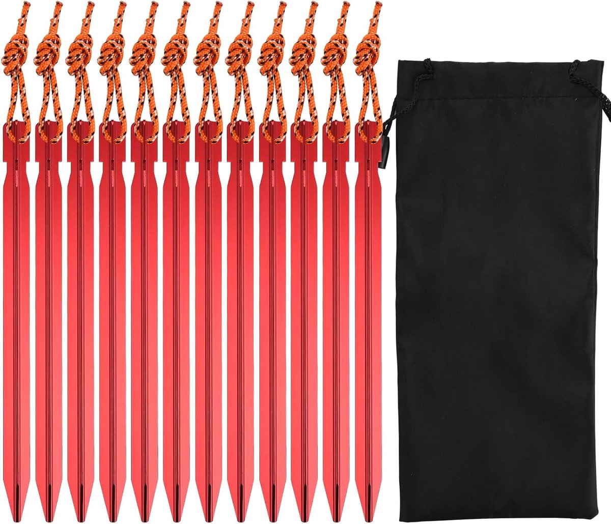 V-vormige tentharingen 18cm - aluminiumlegering - rood - stevig en duurzaam - ShopVlot