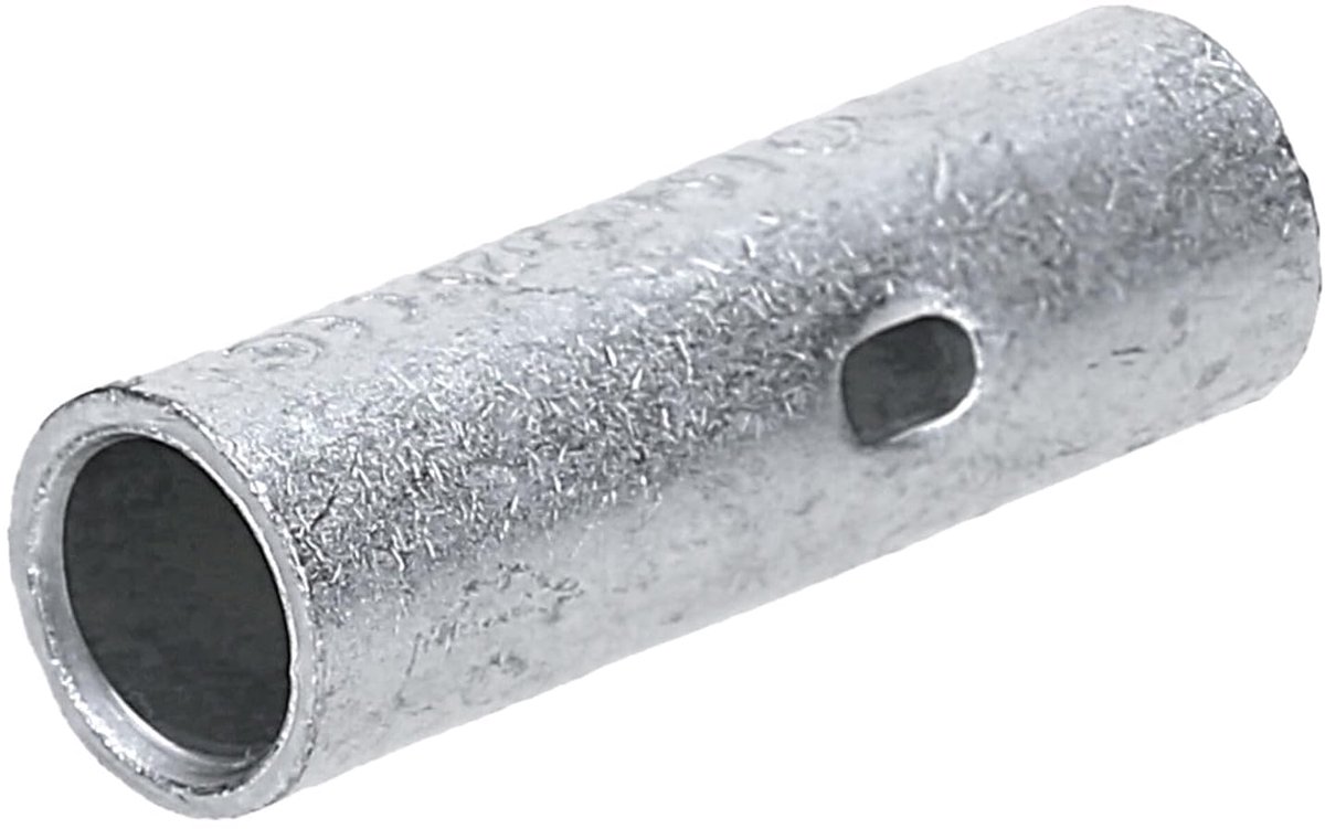 10x L5-M Stootverbinder 25 mm² - Krimpverbinder met Middenstop | Niet-geïsoleerde koperen kabelconnector voor elektra en industrie, binnendiameter 7 mm, lengte 29 mm, -50 tot +150 °C